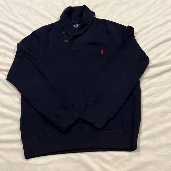 Polo Ralph Lauren Men’s Navy Blue Pullover Shawl Collar Size M - Picture 3 of 11